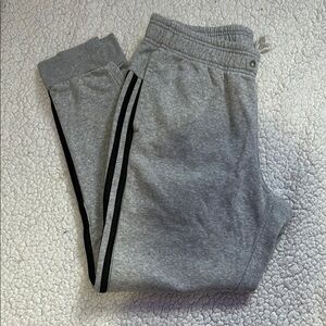 Adidas Gray and Black Track Pants with Stripes